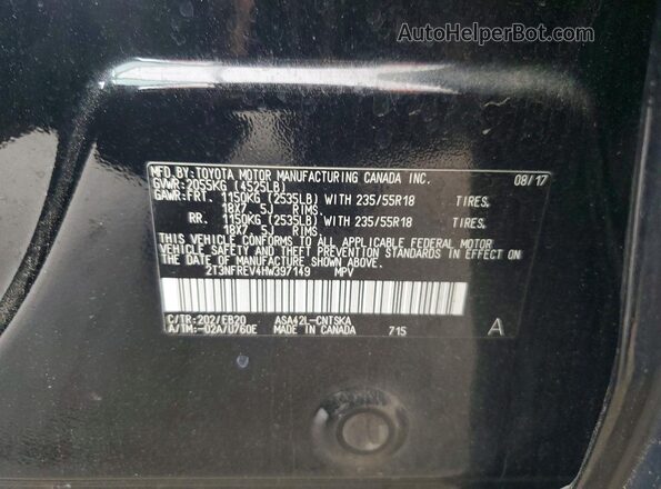 2T3NFREV4HW397149 2017 TOYOTA RAV4 Черный 