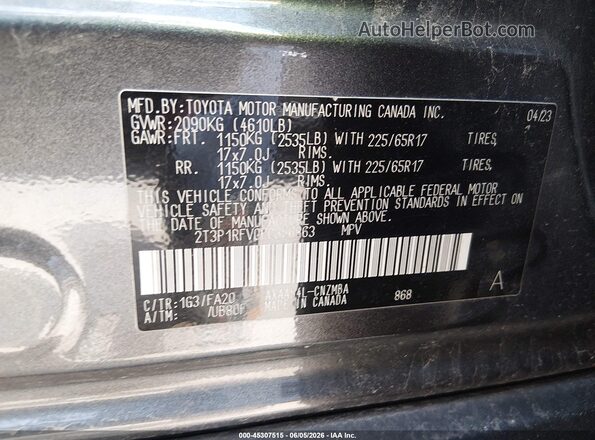 2T3P1RFV0PC356863 2023 TOYOTA RAV4 Gray ძრავის განყოფილების ხედი