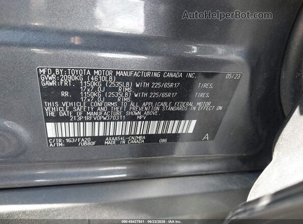 2T3P1RFV0PW370311 2023 TOYOTA RAV4 Gray Вид підкапотного простору