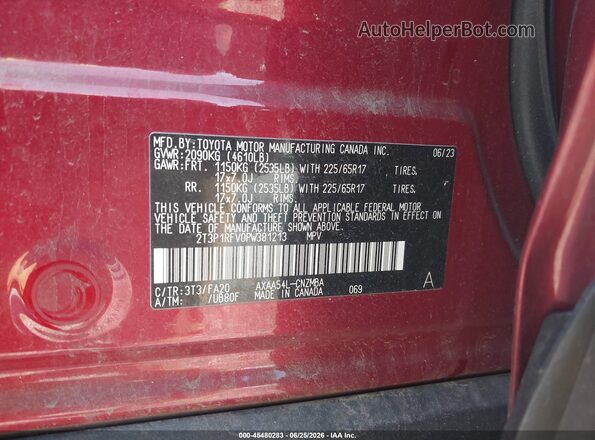 2T3P1RFV0PW381213 2023 TOYOTA RAV4 Red Engine compartment view