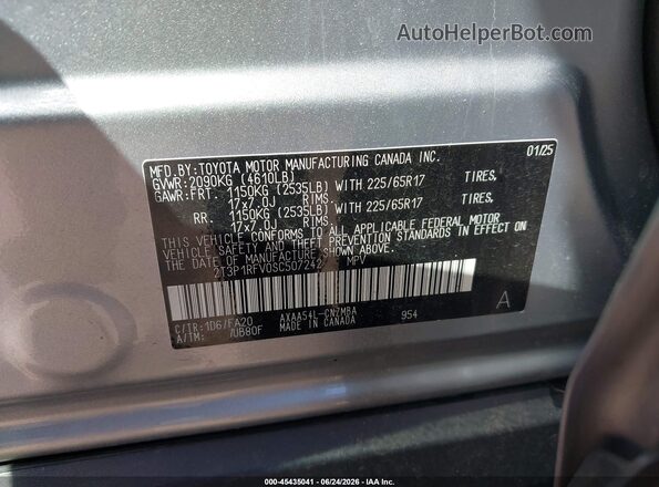 2T3P1RFV0SC507242 2025 TOYOTA RAV4 Silver Engine compartment view