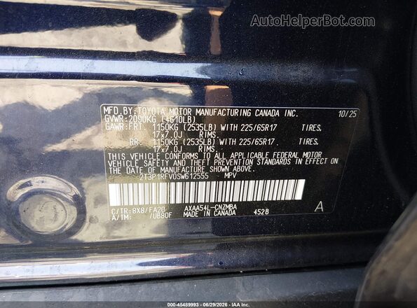 2T3P1RFV0SW612555 2025 TOYOTA RAV4 Blue ძრავის განყოფილების ხედი