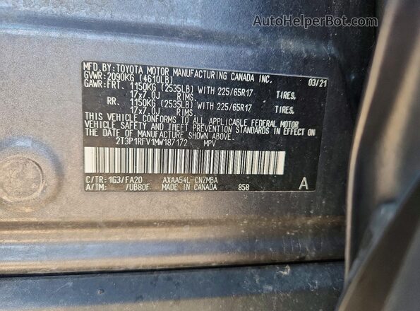 2T3P1RFV1MW187172 2021 TOYOTA RAV4 Gray 