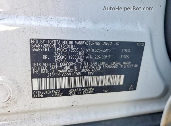 2T3P1RFV2RW418765 2024 TOYOTA RAV4 Белый 
