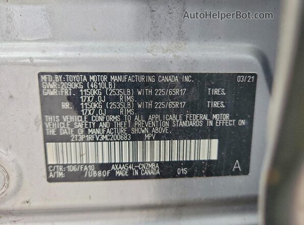 2T3P1RFV3MC200683 2021 TOYOTA RAV4 Silver 