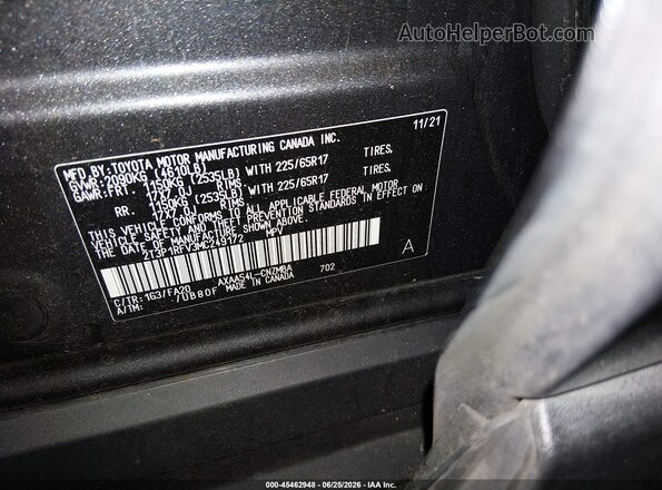 2T3P1RFV3MC249172 2021 TOYOTA RAV4 Gray Вид підкапотного простору