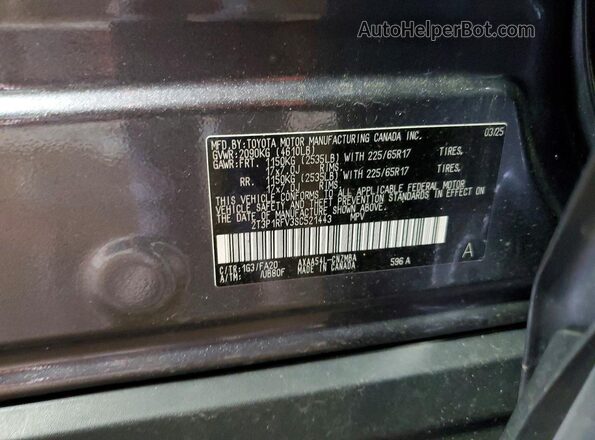 2T3P1RFV3SC521443 2025 TOYOTA RAV4 Gray VIN կոդի պիտակի տեսք
