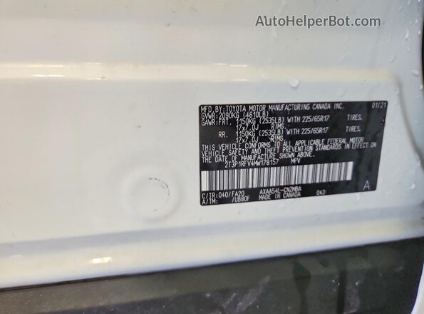 2T3P1RFV4MW178157 2021 TOYOTA RAV4 White 