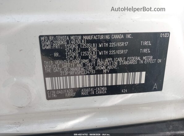 2T3P1RFV5PC334793 2023 TOYOTA RAV4 White Շարժիչի բաժամունքի տեսք
