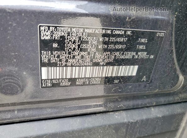 2T3P1RFV5SC504840 2025 TOYOTA RAV4 Gray Widok naklejki z numerem VIN