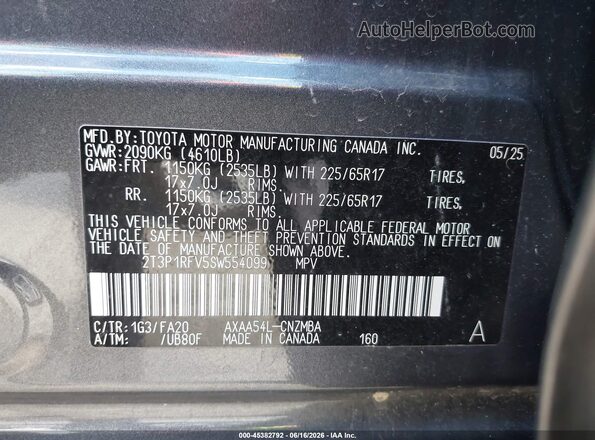 2T3P1RFV5SW554099 2025 TOYOTA RAV4 Gray 