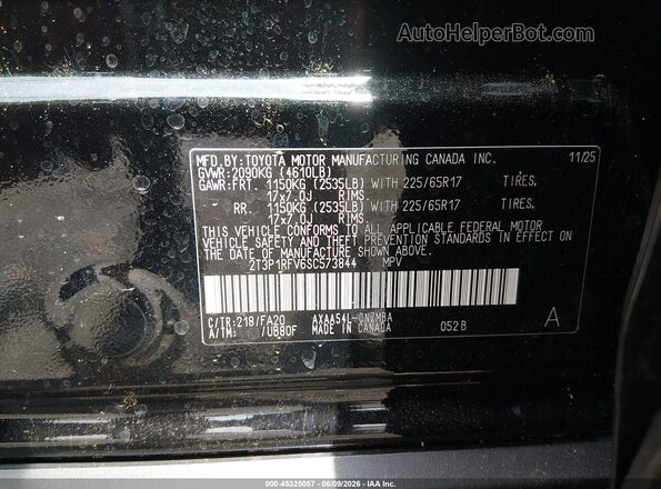 2T3P1RFV6SC573844 2025 TOYOTA RAV4 Black Շարժիչի բաժամունքի տեսք