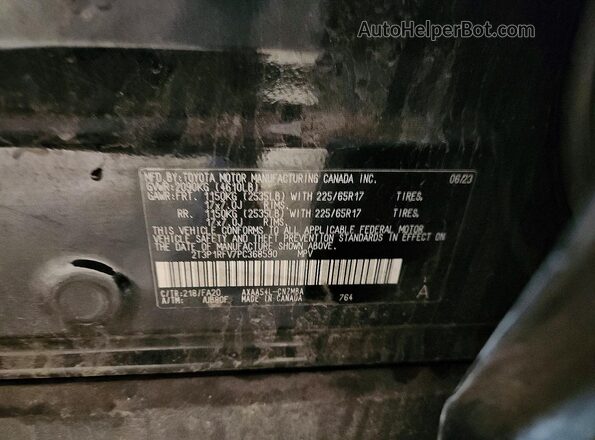 2T3P1RFV7PC368590 2023 TOYOTA RAV4 Black VIN sticker view