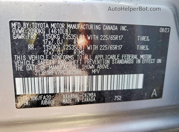 2T3P1RFV7PC382988 2023 TOYOTA RAV4 Silver 