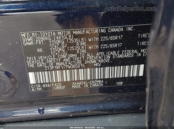 2T3P1RFV7PW365915 2023 TOYOTA RAV4 Dark Blue ძრავის განყოფილების ხედი
