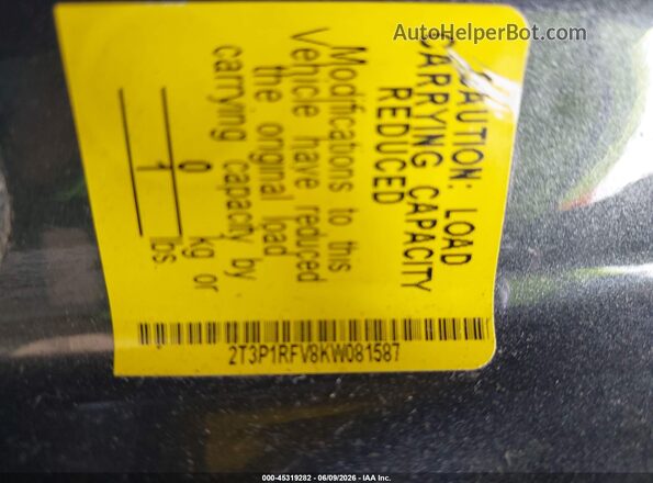 2T3P1RFV8KW081587 2019 TOYOTA RAV4 Gray Вид підкапотного простору