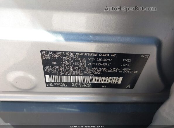 2T3P1RFV8NC282802 2022 TOYOTA RAV4 Silver Widok komory silnika