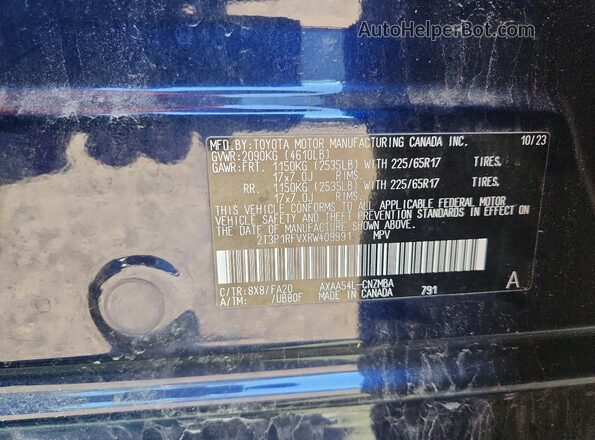 2T3P1RFVXRW409991 2024 TOYOTA RAV4 Blue Engine compartment view