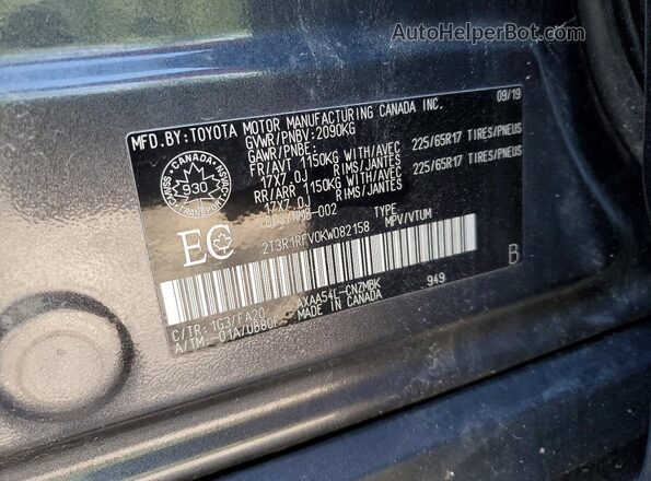 2T3R1RFV0KW082158 2019 TOYOTA RAV4 Gray 