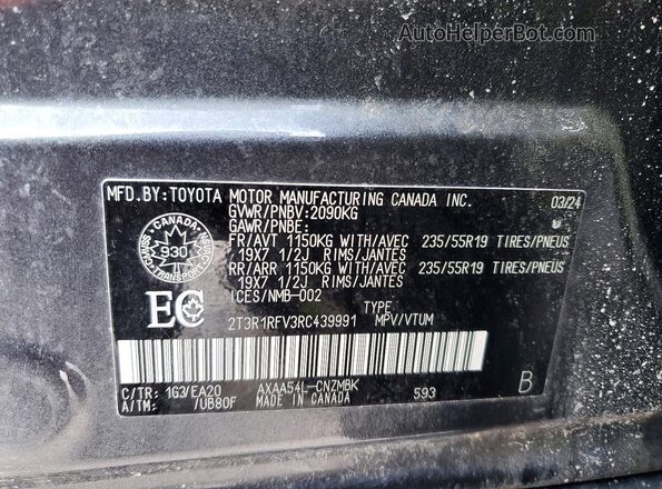 2T3R1RFV3RC439991 2024 TOYOTA RAV4 Charcoal Սալոնի 360 աստիճան տեսք