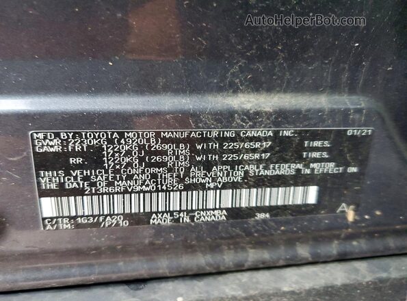 2T3R6RFV9MW014526 2021 TOYOTA RAV4 Gray 