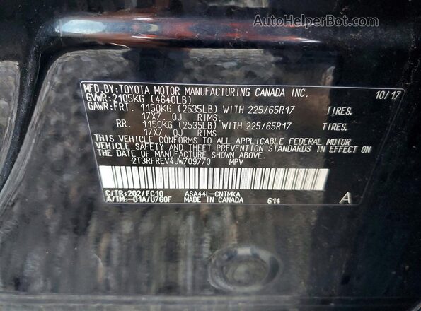 2T3RFREV4JW709770 2018 TOYOTA RAV4 Black VIN sticker view