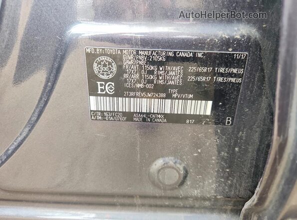 2T3RFREV5JW724388 2018 TOYOTA RAV4 Gray Engine compartment view