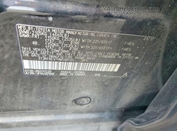 2T3RFREV7HW598545 2017 TOYOTA RAV4 Черный Вид подкапотного пространства
