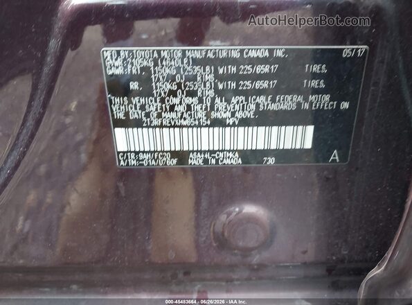 2T3RFREVXHW654154 2017 TOYOTA RAV4 Burgundy Engine compartment view
