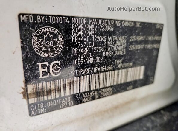 2T3RWRFV1PW184366 2023 TOYOTA RAV4 White 