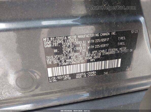 2T3RWRFV3RW200165 2024 TOYOTA RAV4 HYBRID Серый Вид подкапотного пространства