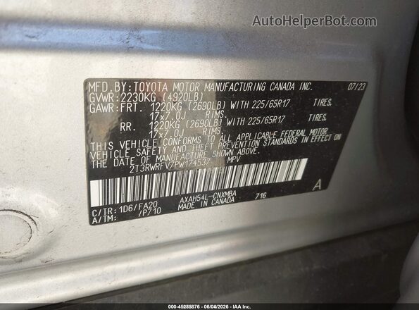 2T3RWRFV7PW174537 2023 TOYOTA RAV4 HYBRID Silver Engine compartment view