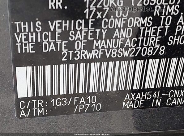 2T3RWRFV8SW270878 2025 TOYOTA RAV4 HYBRID Gray ძრავის განყოფილების ხედი