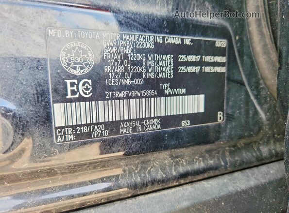 2T3RWRFV9PW158954 2023 TOYOTA RAV4 Black Vista interior de 360 grados