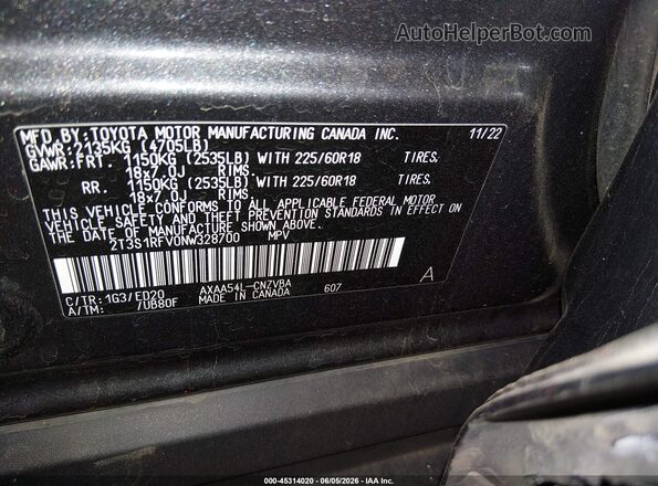 2T3S1RFV0NW328700 2022 TOYOTA RAV4 Gray Widok komory silnika