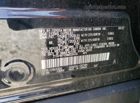 2T3S1RFV2NW259458 2022 TOYOTA RAV4 Black 