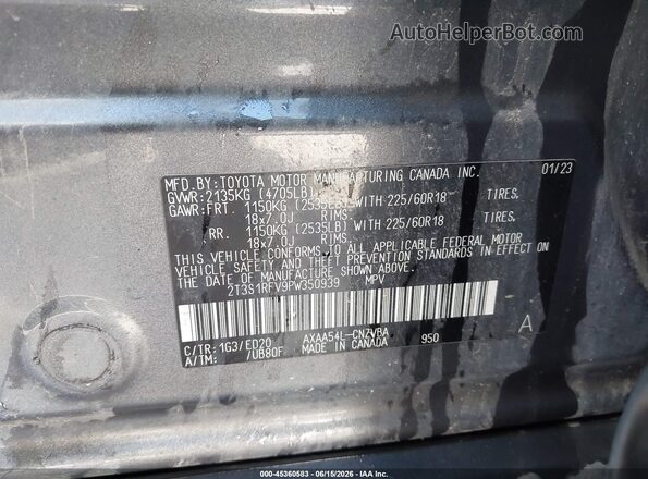 2T3S1RFV9PW350939 2023 TOYOTA RAV4 Gray Շարժիչի բաժամունքի տեսք