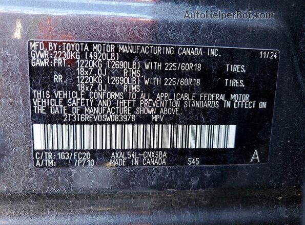 2T3T6RFV0SW083978 2025 TOYOTA RAV4 Charcoal 