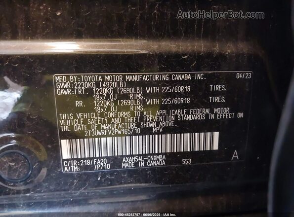 2T3UWRFV2PW165710 2023 TOYOTA RAV4 HYBRID Black Widok komory silnika