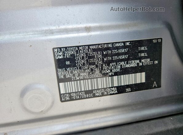 2T3W1RFV0LC035623 2020 TOYOTA RAV4 Silver Вид наклейки з VIN-кодом