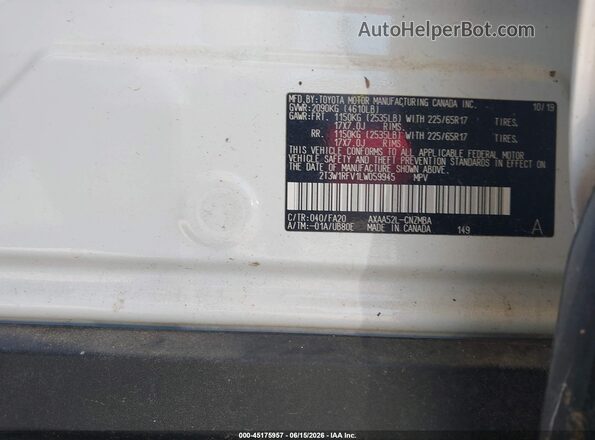 2T3W1RFV1LW059945 2020 TOYOTA RAV4 White ძრავის განყოფილების ხედი