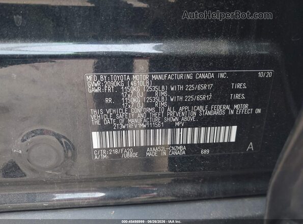 2T3W1RFV1MW111561 2021 TOYOTA RAV4 Black Engine compartment view