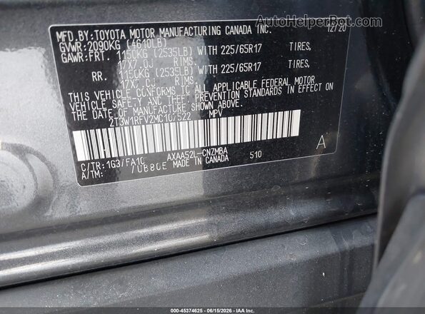 2T3W1RFV2MC107522 2021 TOYOTA RAV4 Серый Вид подкапотного пространства
