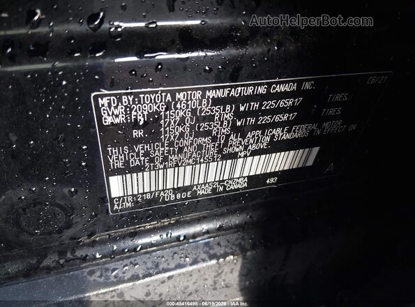 2T3W1RFV2MC145512 2021 TOYOTA RAV4 Black Vista del compartimento del motor