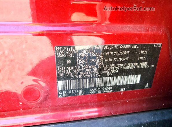 2T3W1RFV2MW119152 2021 TOYOTA RAV4 Red ძრავის განყოფილების ხედი