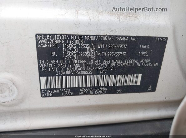 2T3W1RFV2RW308939 2024 TOYOTA RAV4 White Vista del compartimento del motor