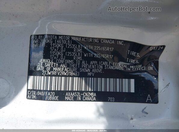 2T3W1RFV2RW318483 2024 TOYOTA RAV4 White Вид підкапотного простору