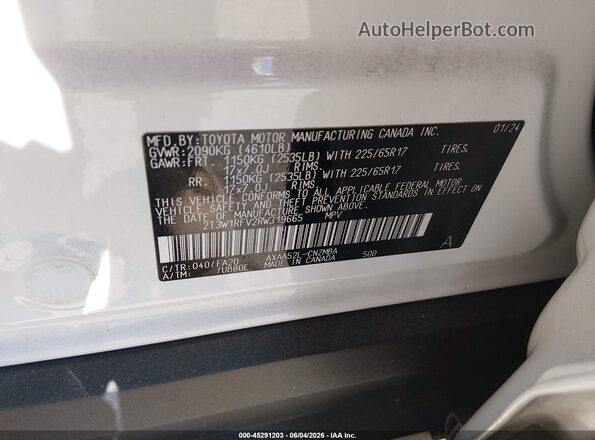 2T3W1RFV2RW319665 2024 TOYOTA RAV4 White Widok komory silnika