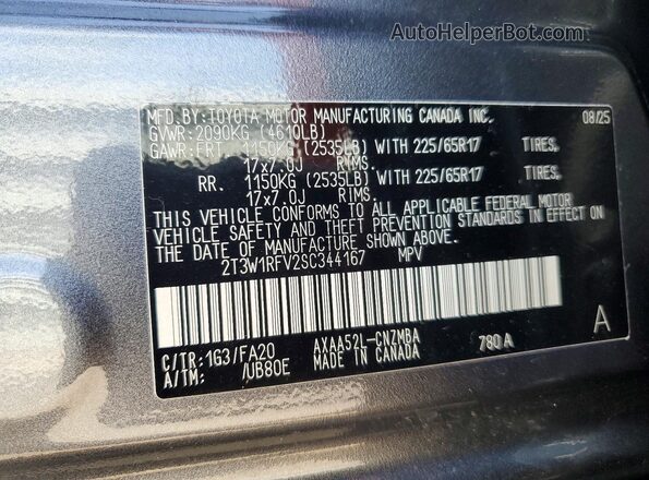2T3W1RFV2SC344167 2025 TOYOTA RAV4 Gray 