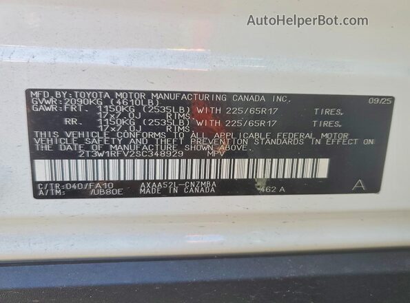 2T3W1RFV2SC348929 2025 TOYOTA RAV4 White 